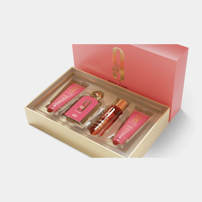 Set 9 Am 3.4 Oz Edp Shower Gel 5.0 Oz Body Mist 3.4 Oz Body Lotion 3.4 Oz Women